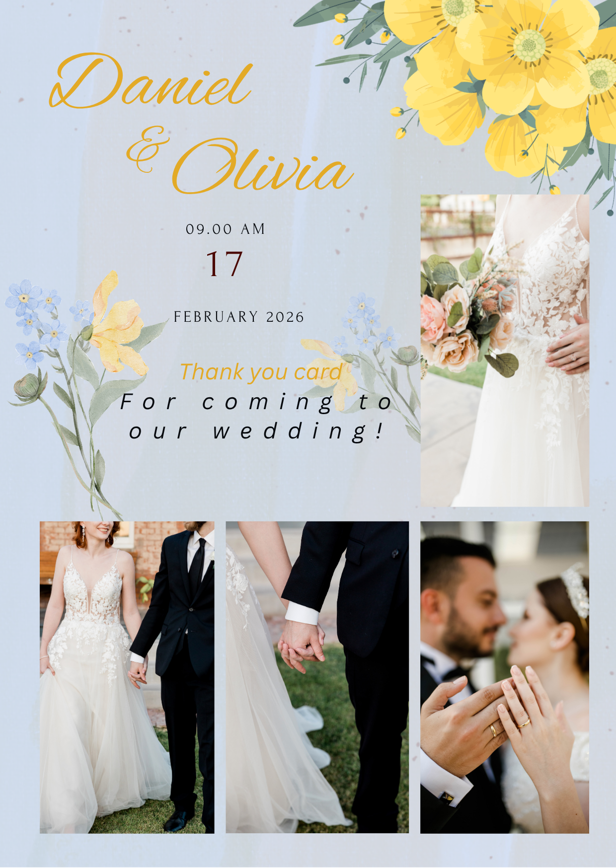 Wedding Invitation card Yellow Floral Digital product - Image 2