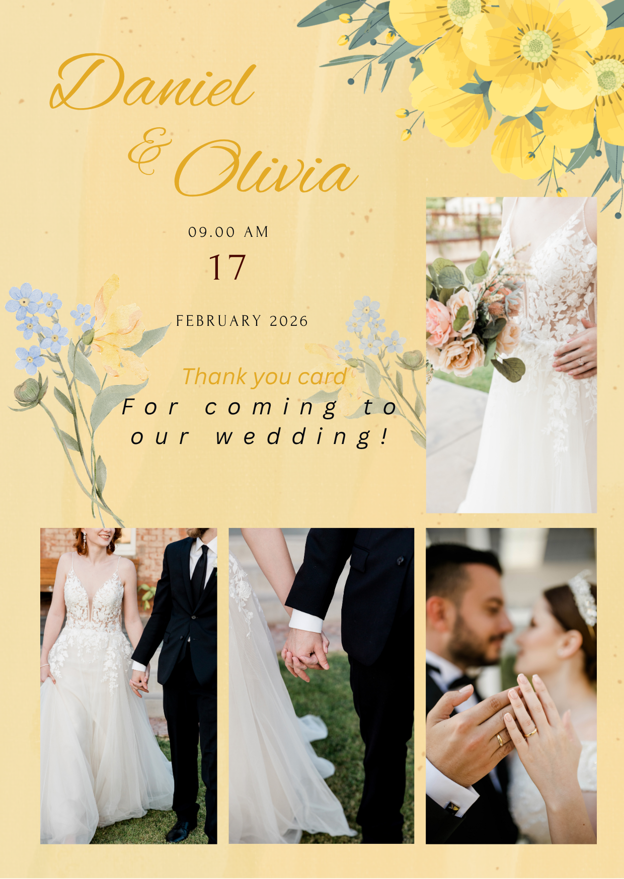 Wedding Invitation card Yellow Floral Digital product - Image 3