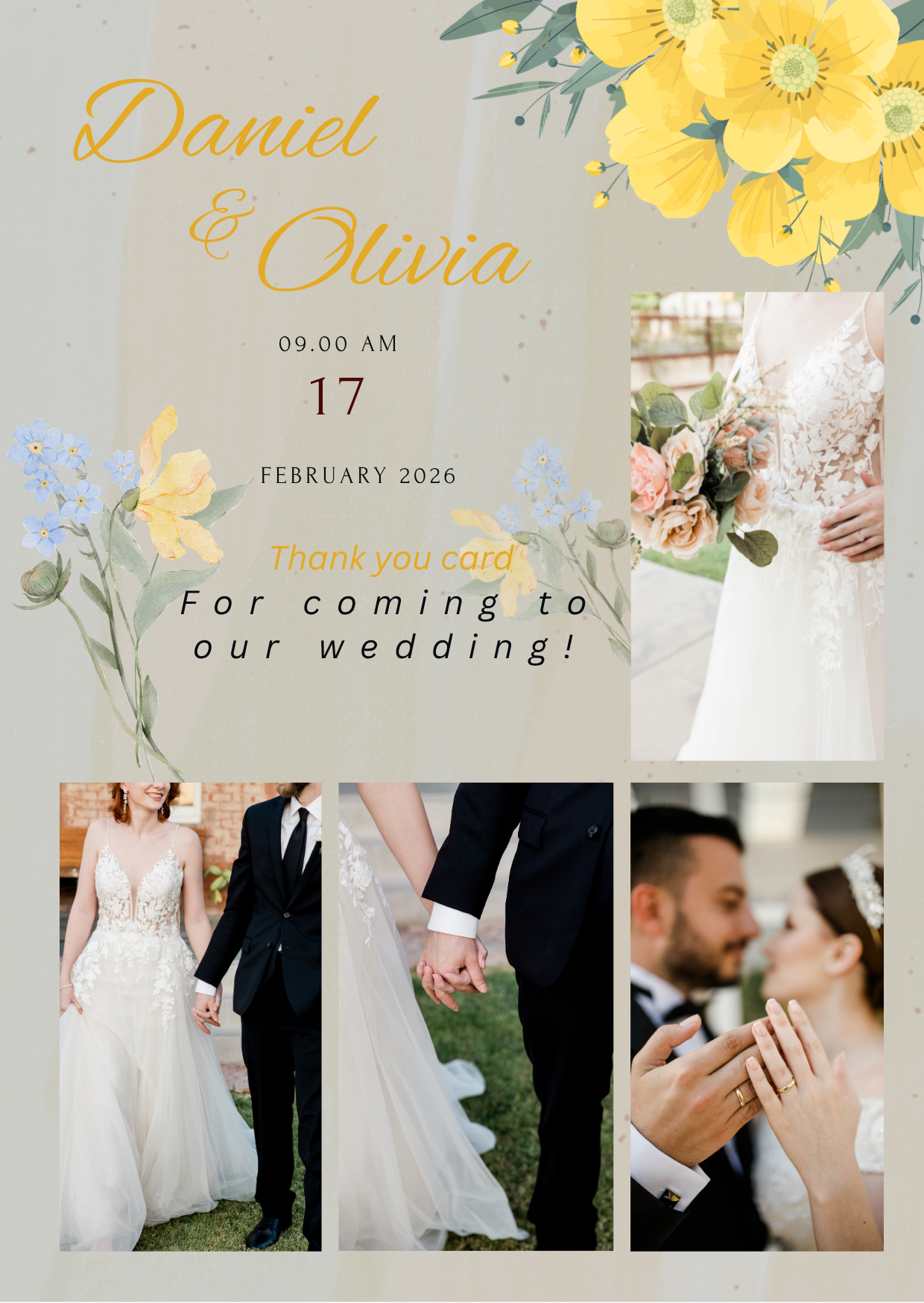 Wedding Invitation card Yellow Floral Digital product - Image 4