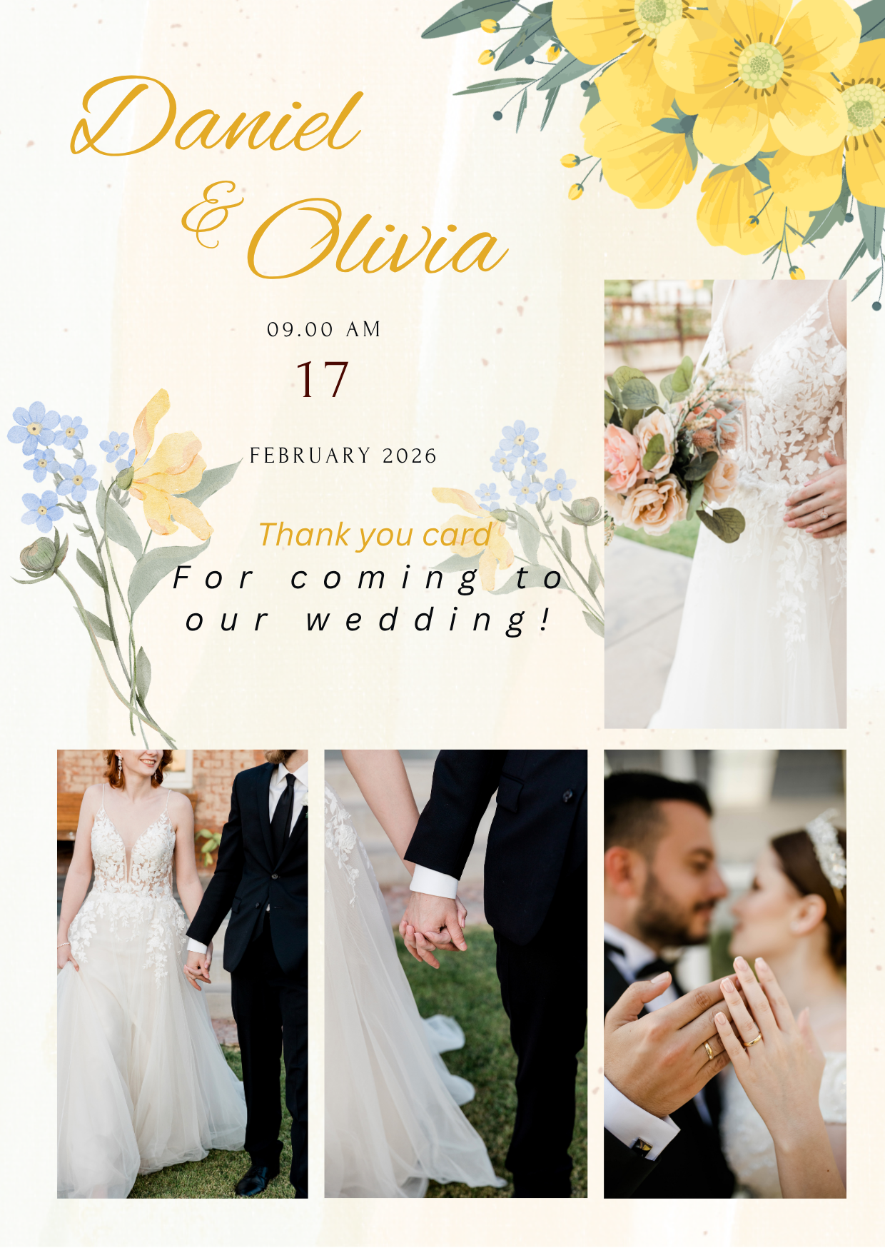 Wedding Invitation card  Yellow Floral Digital product
