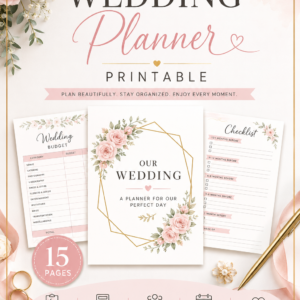 Wedding Planner Printable, 12 Month Wedding Planning Checklist, Wedding Budget Planner, Guest List & RSVP Tracker, Bridal Planner PDF